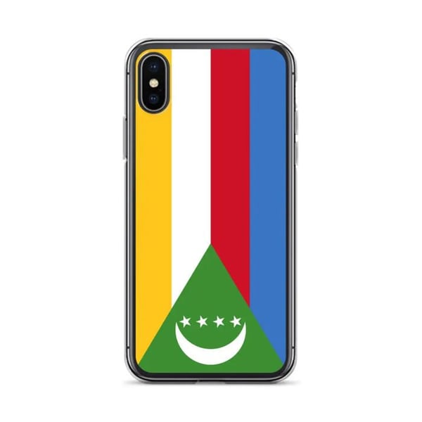 Telefonfuttern – Komorernas Flagga – Kompatibel med iPhone XS – Mjuk Fodral – Slitstark och Stötabsorberande - Silikon - Pixelforma