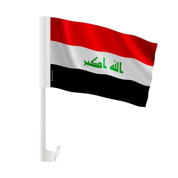 Bilflagga Irak – 14 x 21 cm – Polyester Tyg – Fäste på Fönster – 20 stycken – Pixelforma