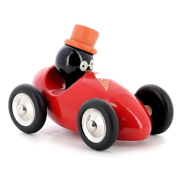 Träbil "Boizoos" - René pingvinen - Röd - L 16 x b 10 x H 11 cm
