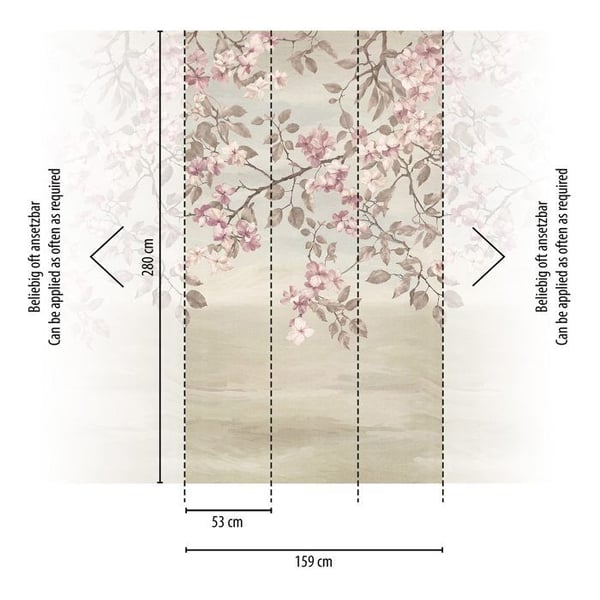 Tapet - Träd & Löv - Non-woven - Beige - Utan mönsterpassning