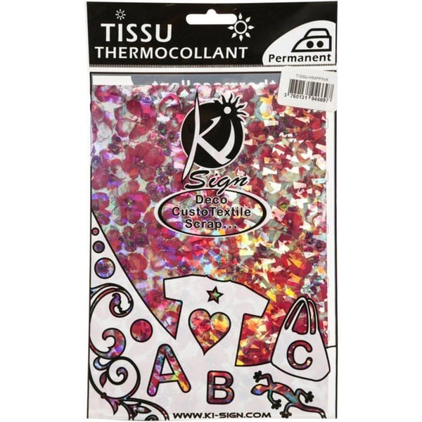 Ki-Sign - Glittrande termofixerat tyg Spegel Rosa