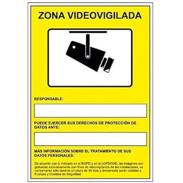 PVC-skylt - ARCHIVO 2000 - Övervakningskameror - 24h inspelning - Svart färg