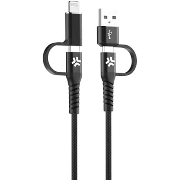USB-kabel - CELLY - USB till USB-C och Lightning - Svart - 2m - Lightning-kontakt
