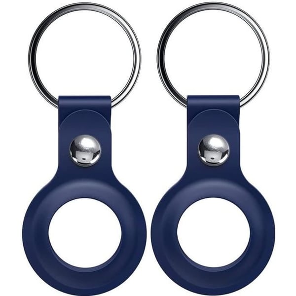 Fodral kompatibelt med AirTag 2021 [2-pack] Mörkblått silikonnyckelringsfodral med mjukt skydd Phonillico®