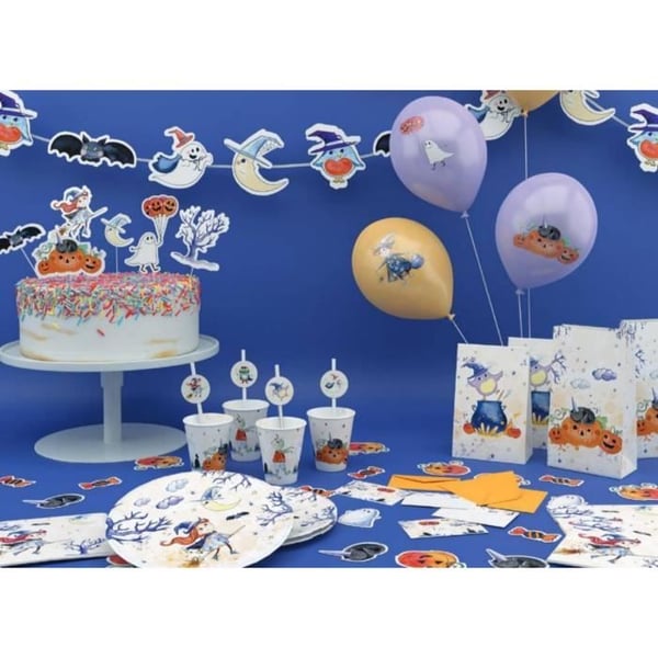 Inbjudningskort - P'TIT Clown - Halloween - Paket med 8 - gula kuvert - 10,5 x 14,8 cm