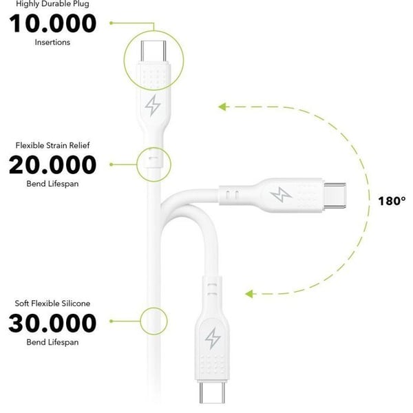 Datakabel - ALZAPOWER - SilkCore - USB-C till Lightning - 2m - MFi - Snabbladdning