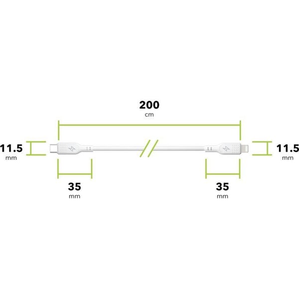 Datakabel - ALZAPOWER - SilkCore - USB-C till Lightning - 2m - MFi - Snabbladdning
