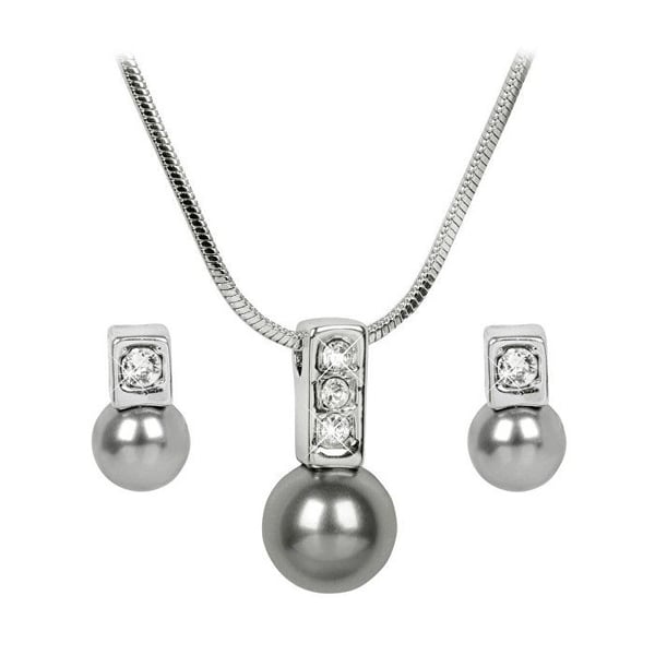 Elegant halsband och örhängen set Perle Caorle Grey