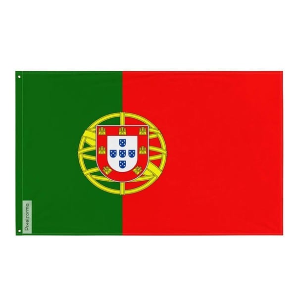 Portugal flagga – 192 x 288 cm – Hållbar polyester – 2 metalöglor – Inomhus / Utomhus användning – Pixelforma