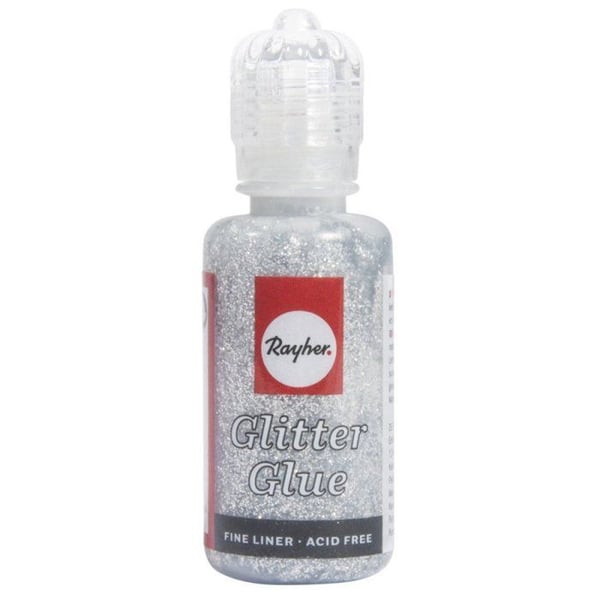 Holografisk glittrande lim, flaska 20 ml, glänsande silver Holografisk glittrande lim, flaska 20 ml, glänsande silver