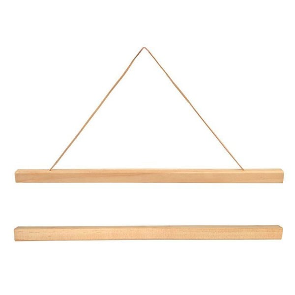 Magnetisk affischhållare - MÉGACRÉA DIY - 41 cm - Obehandlat trä - 16 cm bomullssnöre - 4 rektangulära band