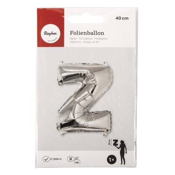 Ballong Bokstav Z, 40cm, 1st., silver