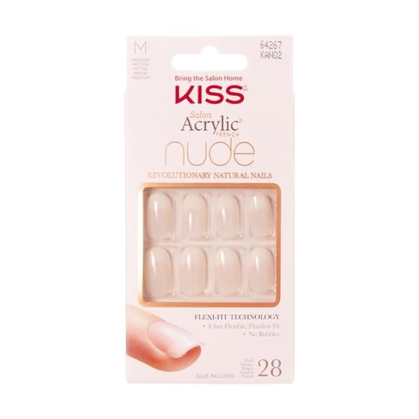 Faux Naglar - KISS - KAN02 - Färdig Manikyr - Medellängd - Nude färg