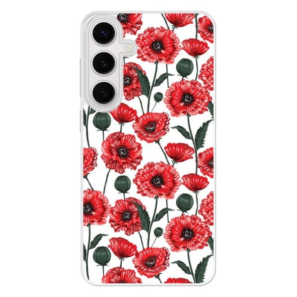 Förstärkt silikonhölje med tryck kompatibelt med Samsung Galaxy S24 FE Pionblommor