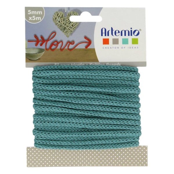 Fil tricotin - Noname - 5 meter - Grön Blå - 5mm - Malleabelt garn för barn