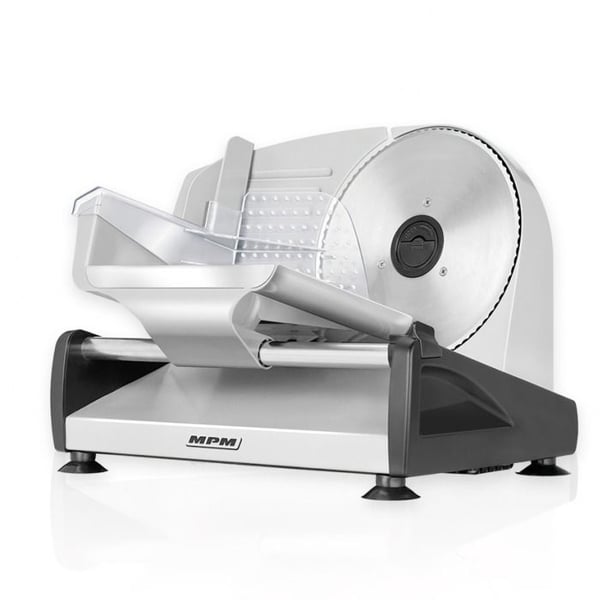 Halvprofessionell köttskärare i rostfritt stål med 19 cm skärskiva MPM MKR-04M 150W Silver