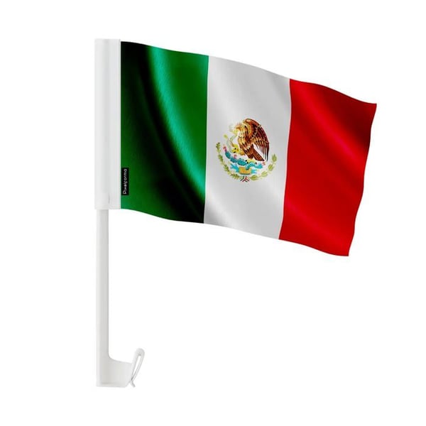 Mexikansk bilflagga – 14 x 21 cm – Polyester – Fäste på fönster – 20 stycken – Pixelforma