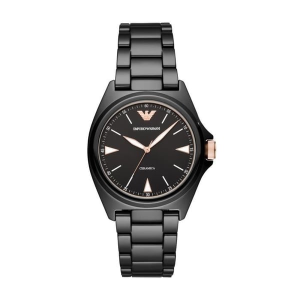Klocka - EMPORIO ARMANI - Chic Modell - Svart Keramik - Rund Boett 40 mm - Herr