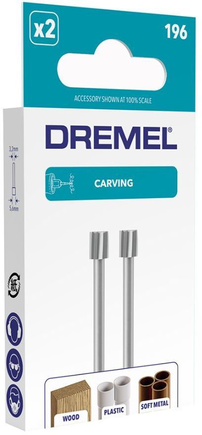 DREMEL 196 stålskärare - Set om 2 (ø 5,6 mm) för snidning och gravering