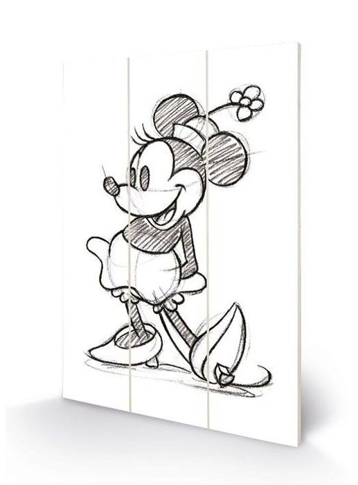 Disney-affisch - tryck på trä 20 x 29,5 cm (Minnie Mouse)- USED