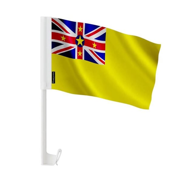 Bilmärke Niue – 14 x 21 cm – Polyester Tyg – Fäste på Fönster – 10 stycken – Pixelforma