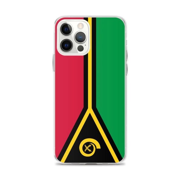 Mobilskal – Vanuatu Flagga – Kompatibel med iPhone 12 Pro Max – Mjukt Fodral – Stöttåligt och Stötdämpande – Silikon – Pixelforma