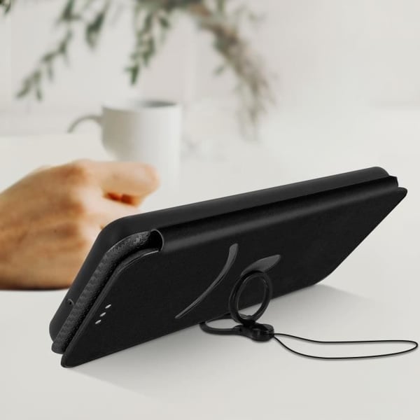 Skal för Samsung A52 och A52s Flip-korthållare Handledsrem Svart koleffekt