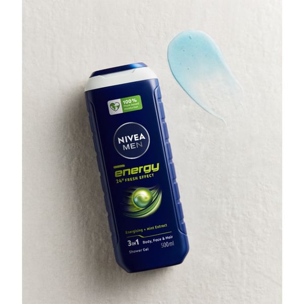 Men Energy gel til brusebad til ansigt, krop og hår 24H Fresh Effect 500ml