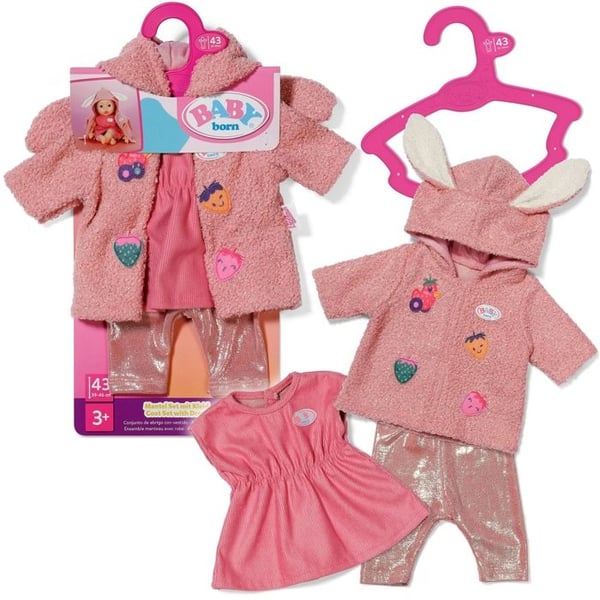 Sätt med mysig kappa - ZAPF CREATION - BABY born - 43 cm - Rosa - För flickor från 3 år