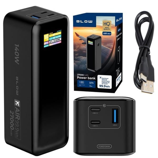 Extern batteri - BLOW - 81-155 - 27 000 mAh - 140 W - 2x USB-C