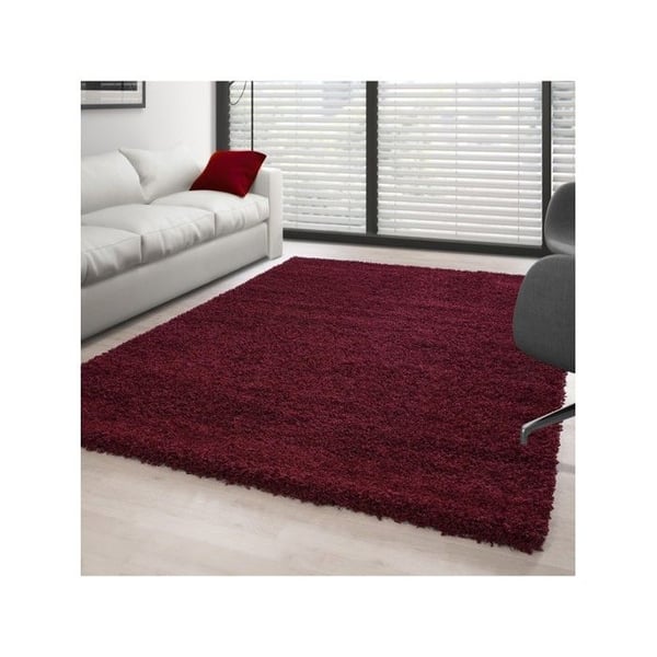 Mjuk och fluffig shaggy matta 30 mm för vardagsrum och sovrum (Dimension: 80 cm rund - Färg: Röd)