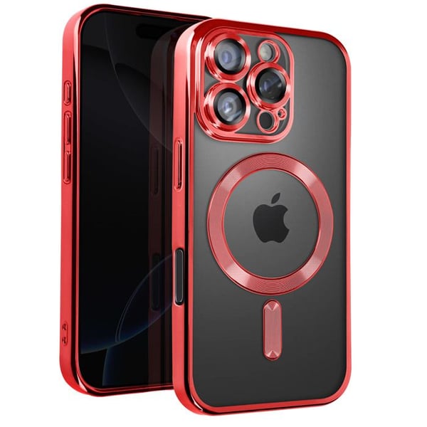 MagSafe-fodral för iPhone 16 Pro Max med ultrastilrent röd kromkants