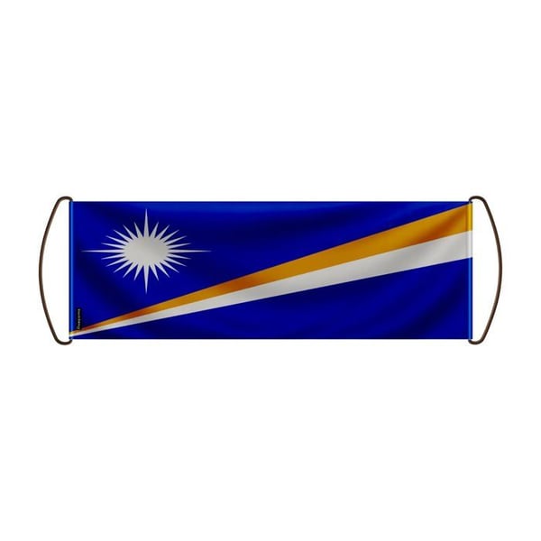 Scrollbanner – Marshallöarnas flagga – 24 x 70 cm – Polyester – Handflagga – Pixelforma