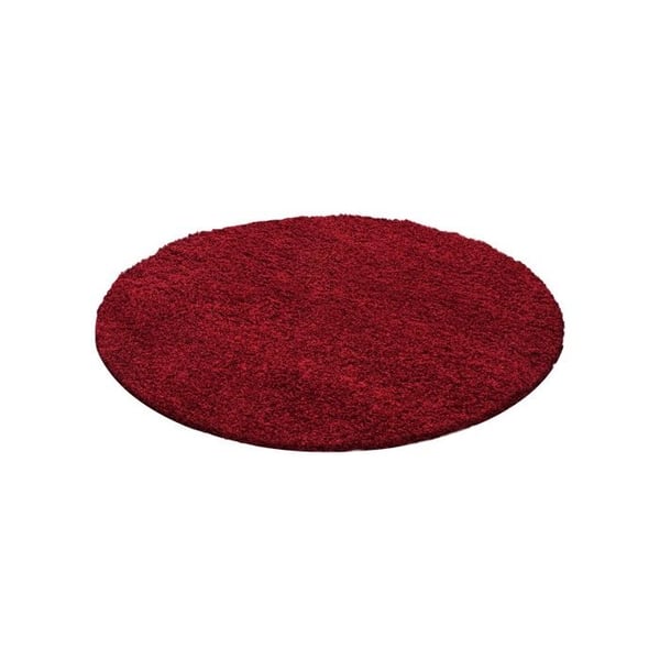 Mjuk och fluffig shaggy matta 30 mm för vardagsrum och sovrum (Dimension: 80 cm rund - Färg: Röd)