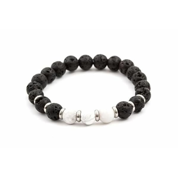 Armband - Beneto - Lava Sten - Howlite - 17 cm - Dam