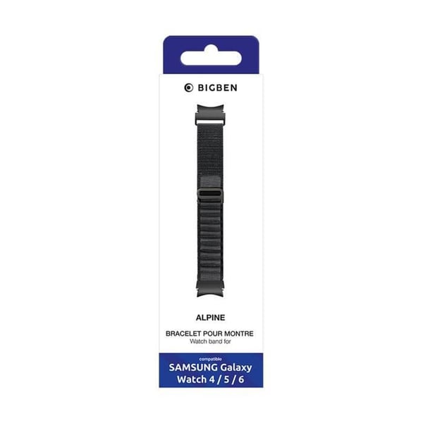 Armband - BIGBEN - Galaxy Watch 4/5/6 - Nylon - 20 mm - Alpine spänne - Svart