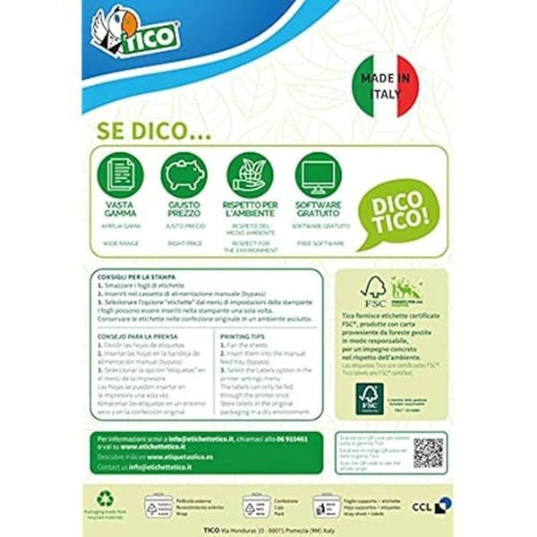 Etiquette Papper Vit - TICO - 947875 - 100 Ark - Dimensioner: 31 x 22 x 1,8 cm