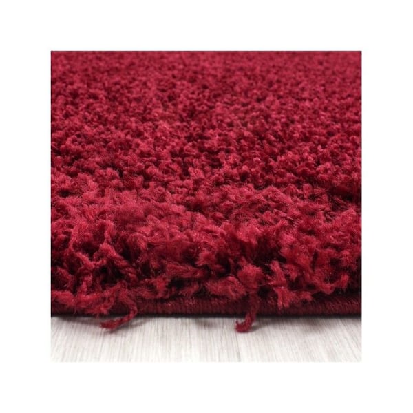 Mjuk och fluffig shaggy matta 30 mm för vardagsrum och sovrum (Dimension: 80 cm rund - Färg: Röd)