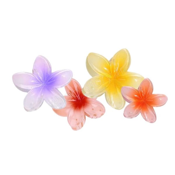 Hårklämmor - SHOP-STORY - FLOWHAIR - Förpackning med 4 - Halkfria - Hawaiianska Blommor - Klara Färger