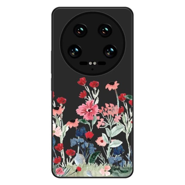 Förtjockad silikonhölje med blommigt mönster, kompatibel med Xiaomi 14 Ultra.