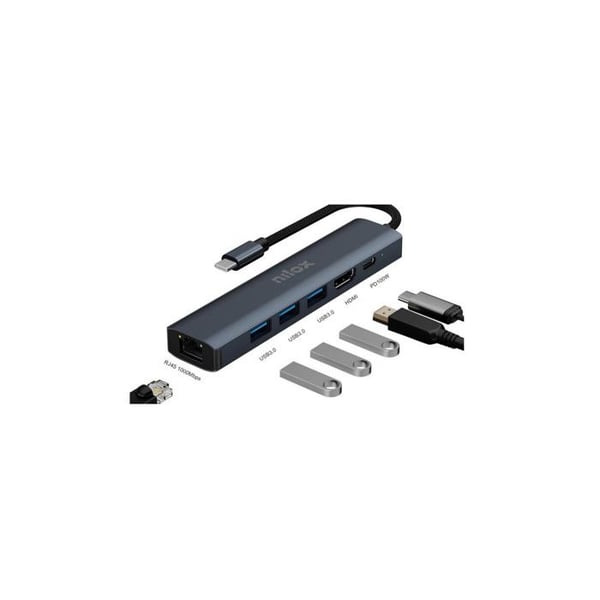 Dockningsstation - Nilox - NXDSUSBC06 - Grå - USB - USB Typ C