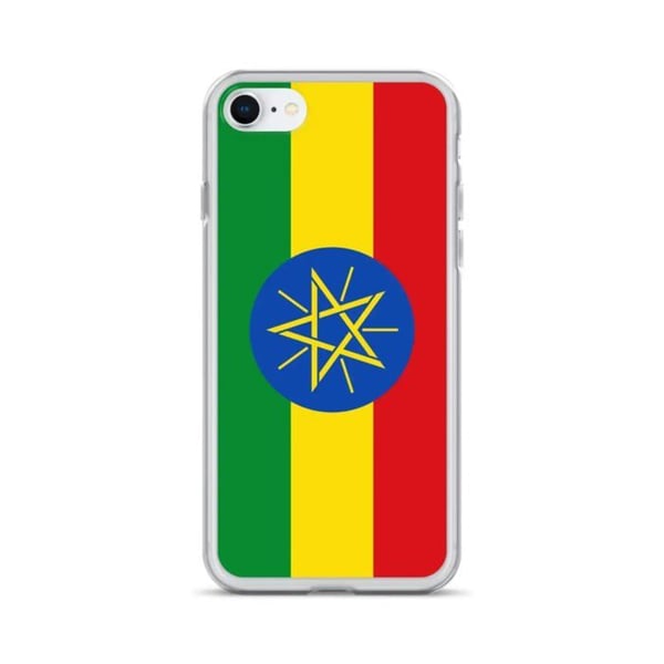 Telefonfodral – Flagga för Etiopien – Kompatibel med iPhone SE – Mjukt fodral – Stöttålig och chockresistent – Silikon – Pixelforma