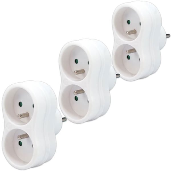 Pakke med 3 Multistik - WAYTEX - Monobloc 2 Hun stik Schuko - 16A - Børnesikring - Indendørs
