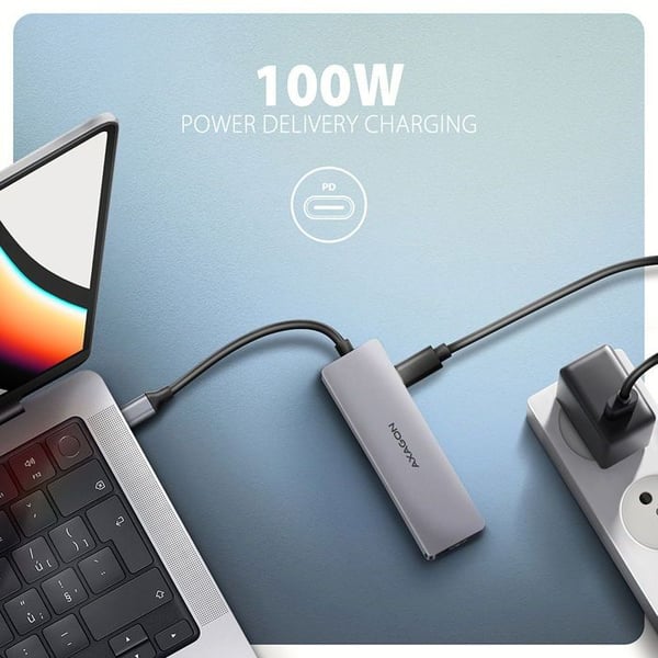 AXAGON HMC-5H60 Hub 5 i 1, USB-C 5Gbps, 2x USB-A, 1x USB-C, HDMI 4k/60Hz, PD 100W, USB-C kabel 15cm
