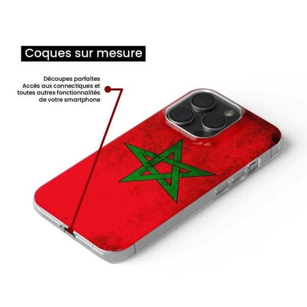1001Coques - Silikonfodral kompatibelt med Xiaomi Mi Note 10 Mi Note 10 Pro - Marockansk flaggmotiv - Originaldesign tryckt i Frankrike