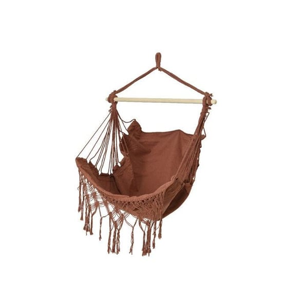 Trädgårdshängmatta - PRGN - 30 x 130 x 100 cm - Polyester - Trä - Fransar - Sandbrun/grön/röd