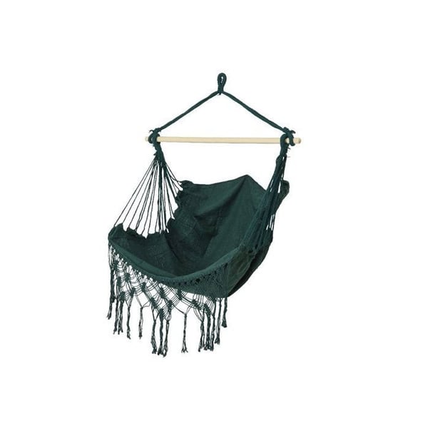 Trädgårdshängmatta - PRGN - 30 x 130 x 100 cm - Polyester - Trä - Fransar - Sandbrun/grön/röd