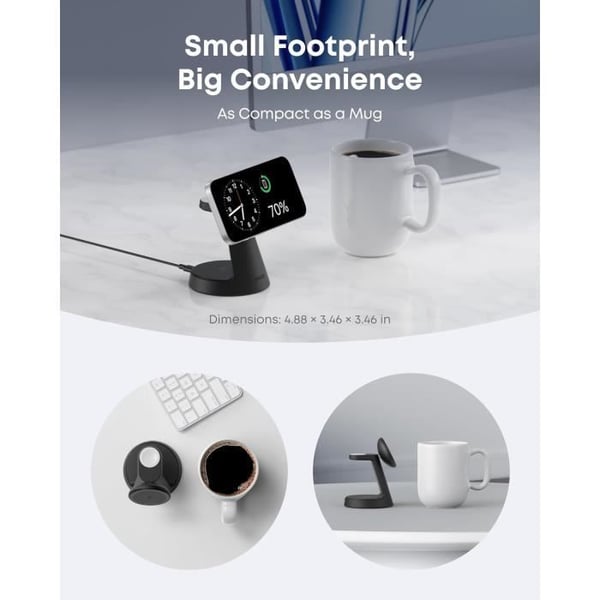 Trådløs oplader - ANKER - MagGo - 15W - 3-i-1 - Qi2 certificeret