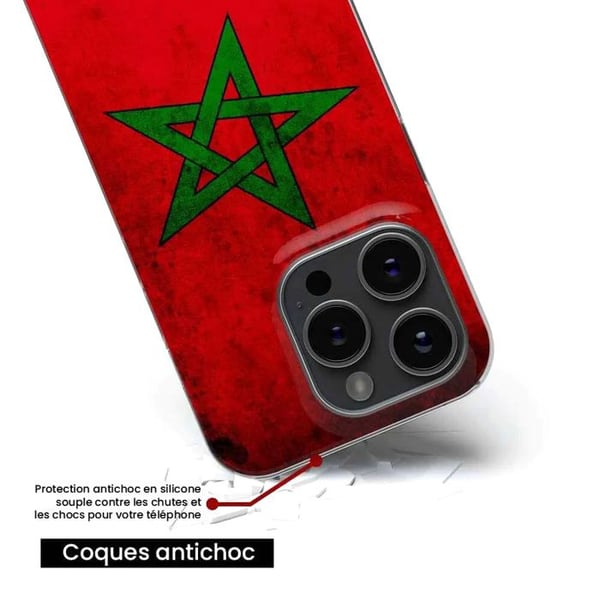 1001Coques - Silikonfodral kompatibelt med Xiaomi Mi Note 10 Mi Note 10 Pro - Marockansk flaggmotiv - Originaldesign tryckt i Frankrike