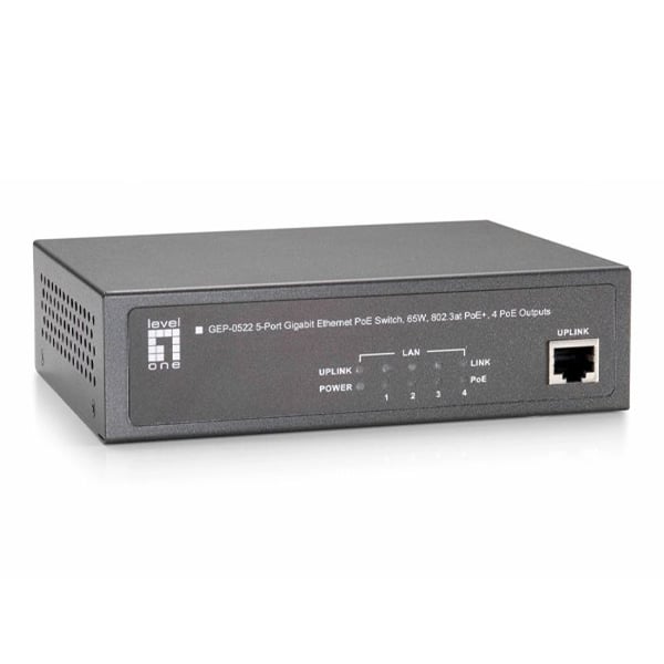 Nätverksswitch - NIVÅ ETT - GEP-0522 - 5 portar - PoE 65W - Gigabit Ethernet